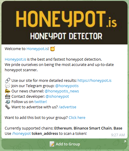 Honeypot.is Telegram Bot Screenshot