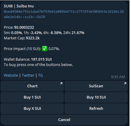 SUIBA Bot Token address information